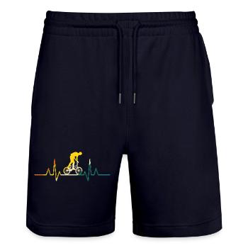 Bicycle Heartbeat Mountain Bike - Stanley/Stella Trainer Unisex Organic Jogging Shorts - dark navy - Front - Nik (191cm) & Marisol (170cm)