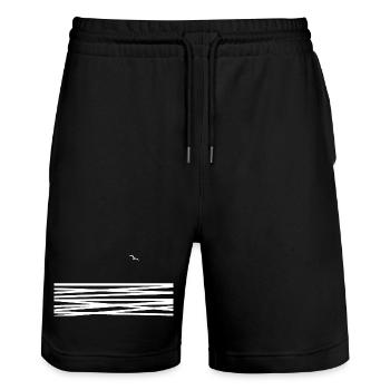 Meer mit Möwe - Stanley/Stella Unisex Bio Joggingshorts Trainer  - Schwarz - Vorne - Nik (191cm) & Marisol (170cm)