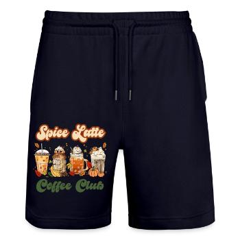 Coffee Club - Pumpkin Spice Latte - Stanley/Stella Trainer Unisex Organic Jogging Shorts - dark navy - Front - Nik (191cm) & Marisol (170cm)