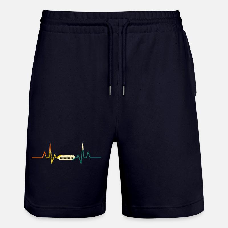 Harmonica Heartbeat Harmonica - Stanley/Stella Trainer Unisex Organic Jogging Shorts - dark navy