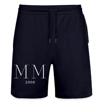 Roman numeral Year of birth Made in 2000 - Stanley/Stella Trainer Unisex Organic Jogging Shorts - dark navy - Front - Nik (191cm) & Marisol (170cm)