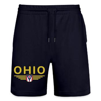 T-shirt de supporter de l'Ohio – Un incontournable pour les fans - Short de jogging bio TRAINER Stanley/Stella unisexe - marine foncé - Devant - Nik (191cm) & Marisol (170cm)