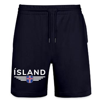 J’aime l’Islande Design T-Shirt Tenue - Short de jogging bio TRAINER Stanley/Stella unisexe - marine foncé - Devant - Nik (191cm) & Marisol (170cm)