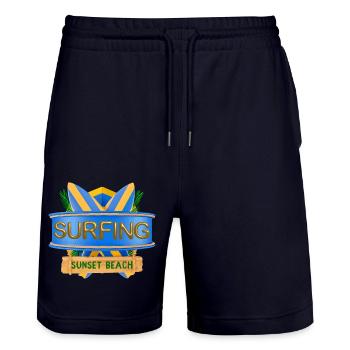Hawaï, Surf, Sunset Beach - Short de jogging bio TRAINER Stanley/Stella unisexe - marine foncé - Devant - Nik (191cm) & Marisol (170cm)
