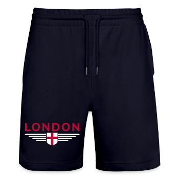 London England Fan T-Shirt Design - Stanley/Stella Trainer Unisex Organic Jogging Shorts - dark navy - Front - Nik (191cm) & Marisol (170cm)