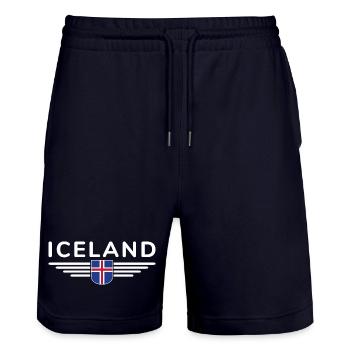 J’aime l’Islande Design T-Shirt Tenue - Short de jogging bio TRAINER Stanley/Stella unisexe - marine foncé - Devant - Nik (191cm) & Marisol (170cm)