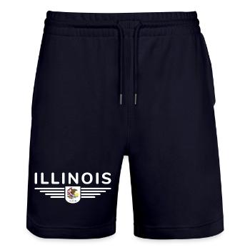 Illinois Fan T-Shirt – Heimatliebe zeigen - Stanley/Stella Unisex Bio Joggingshorts Trainer  - Dark navy - Vorne - Nik (191cm) & Marisol (170cm)