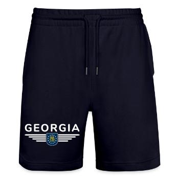 T-shirt Georgia Fan – Southern flair - Short de jogging bio TRAINER Stanley/Stella unisexe - marine foncé - Devant - Nik (191cm) & Marisol (170cm)