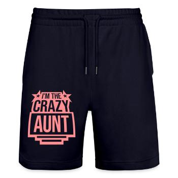 im the crazy aunt - Stanley/Stella Unisex Bio Joggingshorts Trainer  - Dark navy - Vorne - Nik (191cm) & Marisol (170cm)