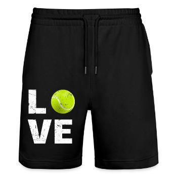 Tennis Liebe - Stanley/Stella Unisex Bio Joggingshorts Trainer  - Schwarz - Vorne - Nik (191cm) & Marisol (170cm)