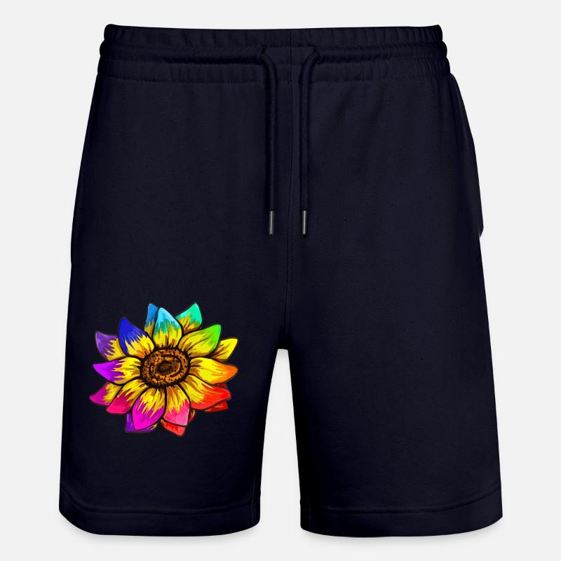 Sonnenblume in Regenbogenfarben - Stanley/Stella Unisex Bio Joggingshorts Trainer - Dark navy