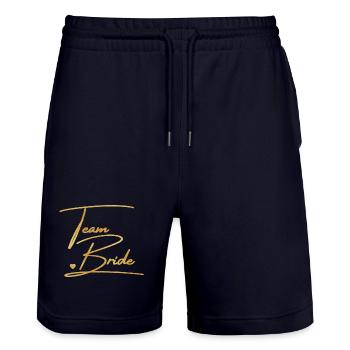 Team Bride! Personalisierbar - Stanley/Stella Unisex Bio Joggingshorts Trainer  - Dark navy - Vorne - Nik (191cm) & Marisol (170cm)