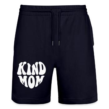 Kind Mom Heart Logo - Customizable color - Stanley/Stella Trainer Unisex Organic Jogging Shorts - dark navy - Front - Nik (191cm) & Marisol (170cm)