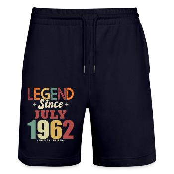 Cadeau d anniversaire 60 ans juillet 1962 legende - Short de jogging bio TRAINER Stanley/Stella unisexe - marine foncé - Devant - Nik (191cm) & Marisol (170cm)