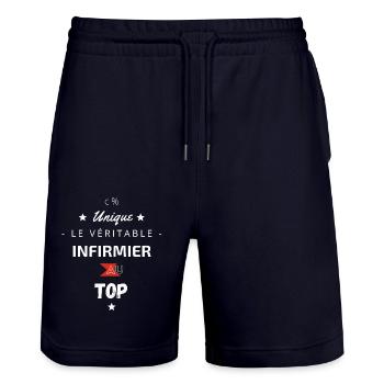 Le véritable Infirmier au top - Short de jogging bio TRAINER Stanley/Stella unisexe - marine foncé - Devant - Nik (191cm) & Marisol (170cm)