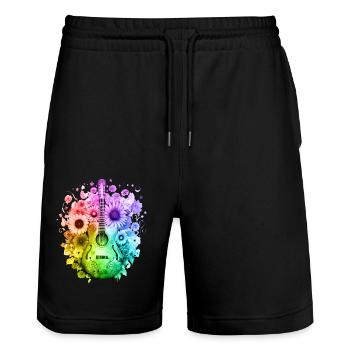 Hippie soul groovy Summer time Good vibes 70s 80s - Stanley/Stella Trainer Unisex Organic Jogging Shorts - black - Front - Nik (191cm) & Marisol (170cm)