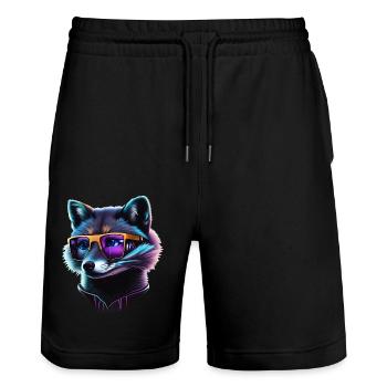 Fuchs - Stanley/Stella Unisex Bio Joggingshorts Trainer  - Schwarz - Vorne - Nik (191cm) & Marisol (170cm)