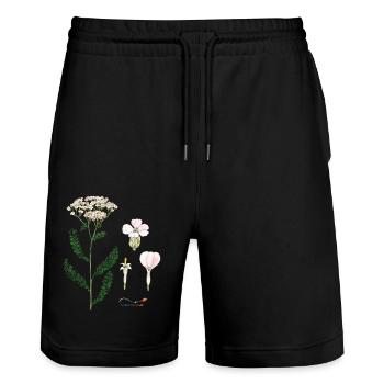 Schafgarbe - Stanley/Stella Unisex Bio Joggingshorts Trainer  - Schwarz - Vorne - Nik (191cm) & Marisol (170cm)