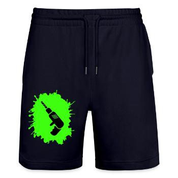 Drill Blobs Craftsman - Stanley/Stella Trainer Unisex Organic Jogging Shorts - dark navy - Front - Nik (191cm) & Marisol (170cm)
