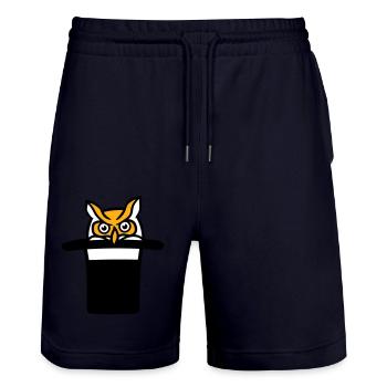 Eule Zylinder Hut Zauberer Magie Trick Zaubertrick - Stanley/Stella Unisex Bio Joggingshorts Trainer  - Dark navy - Vorne - Nik (191cm) & Marisol (170cm)