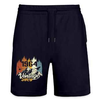 Vintage Juli 1964 Geburtstagsgeschenk Juli 1964 - Stanley/Stella Unisex Bio Joggingshorts Trainer  - Dark navy - Vorne - Nik (191cm) & Marisol (170cm)
