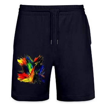 Freebirds by Acryl Paint 62 by Marco Eckenbrecht - Stanley/Stella Unisex Bio Joggingshorts Trainer  - Dark navy - Vorne - Nik (191cm) & Marisol (170cm)
