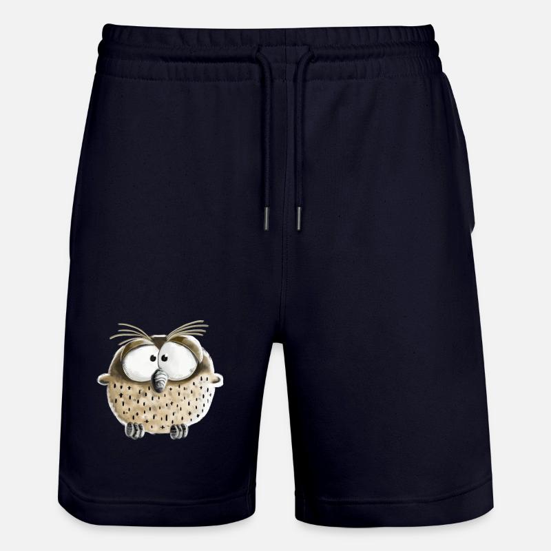Witzige Eule I Kauz I Vogel I Comic Geschenk - Stanley/Stella Unisex Bio Joggingshorts Trainer  - Dark navy