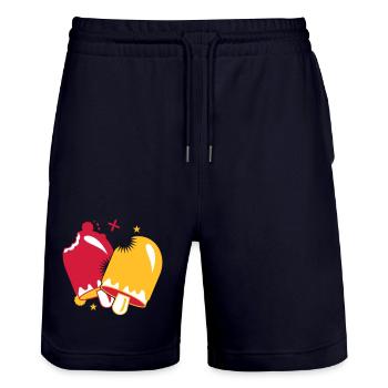 zwei leuchtend leckere Eissorten am Stil - Stanley/Stella Unisex Bio Joggingshorts Trainer  - Dark navy - Vorne - Nik (191cm) & Marisol (170cm)