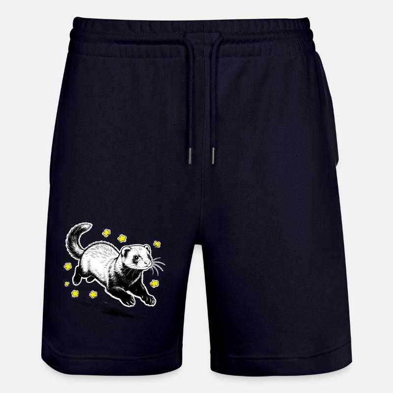 Frettchen in Blüten glitzern - Stanley/Stella Unisex Bio Joggingshorts Trainer - Dark navy