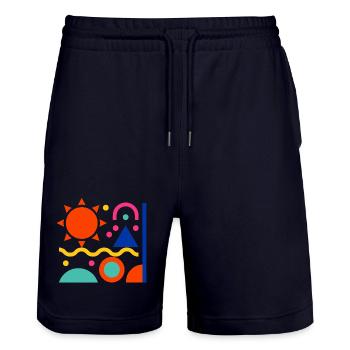 Bunte Formen - Stanley/Stella Unisex Bio Joggingshorts Trainer  - Dark navy - Vorne - Nik (191cm) & Marisol (170cm)
