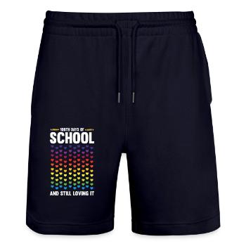 100 jours école enseignants jour scolaire étudiant cadeau - Short de jogging bio TRAINER Stanley/Stella unisexe - marine foncé - Devant - Nik (191cm) & Marisol (170cm)