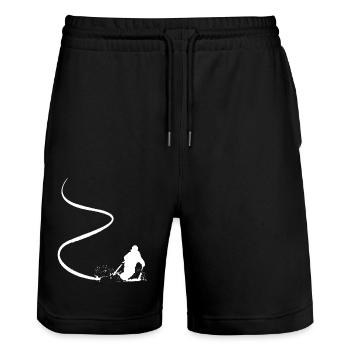 Ski tracks - Stanley/Stella Trainer Unisex Organic Jogging Shorts - black - Front - Nik (191cm) & Marisol (170cm)