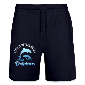 Delfin - Short de jogging bio TRAINER Stanley/Stella unisexe - marine foncé - Devant - Nik (191cm) & Marisol (170cm)