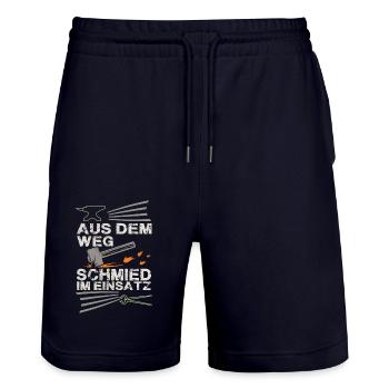 Schmied - Stanley/Stella Unisex Bio Joggingshorts Trainer  - Dark navy - Vorne - Nik (191cm) & Marisol (170cm)