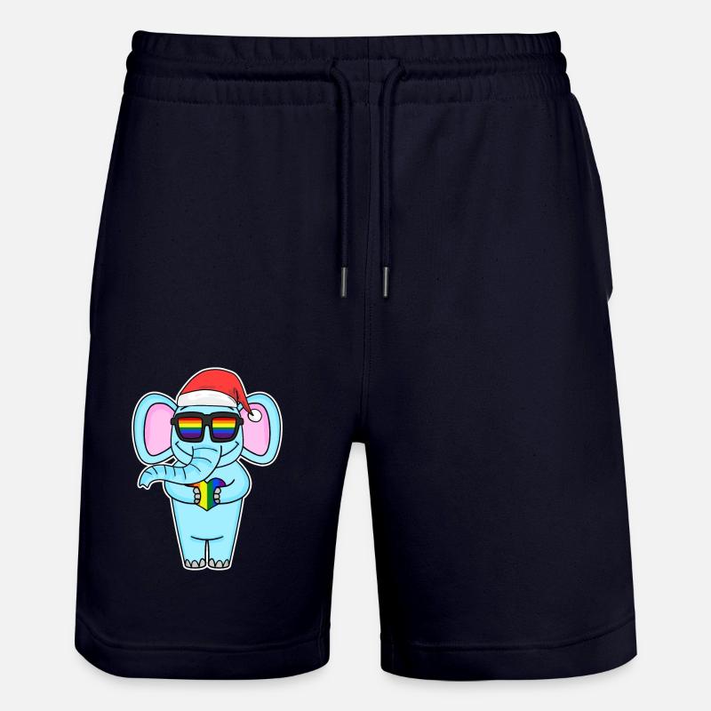 Éléphant Arc-en-ciel Noël - Short de jogging bio TRAINER Stanley/Stella unisexe - marine foncé