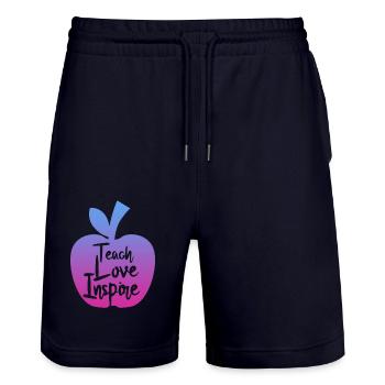 teacher teach love inspire - Stanley/Stella Trainer Unisex Organic Jogging Shorts - dark navy - Front - Nik (191cm) & Marisol (170cm)