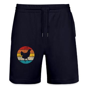 Chicken Farmer lover Retro vintage Gift idea - Stanley/Stella Unisex Bio Joggingshorts Trainer  - Dark navy - Vorne - Nik (191cm) & Marisol (170cm)