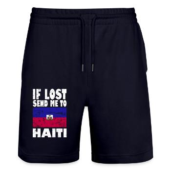 Haiti Flagge Spruch - Stanley/Stella Unisex Bio Joggingshorts Trainer  - Dark navy - Vorne - Nik (191cm) & Marisol (170cm)