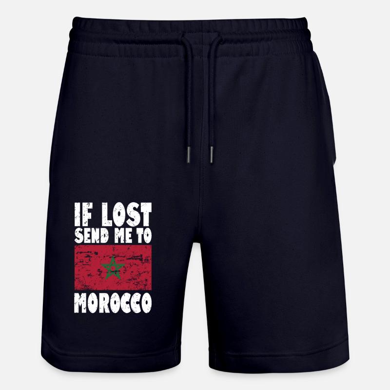Morocco Flag Saying - Stanley/Stella Trainer Unisex Organic Jogging Shorts - dark navy