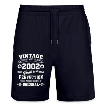 Cadeau D'anniversaire Vintage Fabriqué En 2002 - Short de jogging bio TRAINER Stanley/Stella unisexe - marine foncé - Devant - Nik (191cm) & Marisol (170cm)
