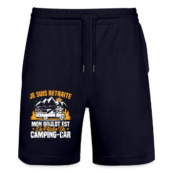 Je suis retraité et piloter un camping-car Cadeau - Short de jogging bio TRAINER Stanley/Stella unisexe - marine foncé - Devant - Nik (191cm) & Marisol (170cm)