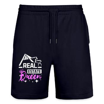 Real Estate Queen - Stanley/Stella Unisex Bio Joggingshorts Trainer  - Dark navy - Vorne - Nik (191cm) & Marisol (170cm)