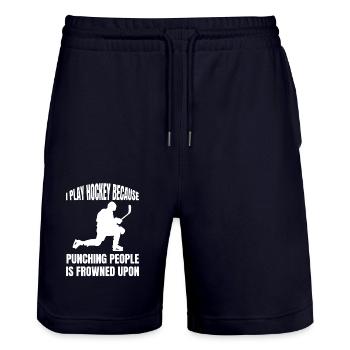 Eishockey Wintersport Geschenk Eishockeyteam - Stanley/Stella Unisex Bio Joggingshorts Trainer  - Dark navy - Vorne - Nik (191cm) & Marisol (170cm)