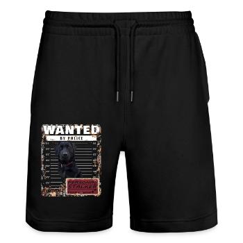 Motif amusant Black Labrador WANTED - Short de jogging bio TRAINER Stanley/Stella unisexe - noir - Devant - Nik (191cm) & Marisol (170cm)