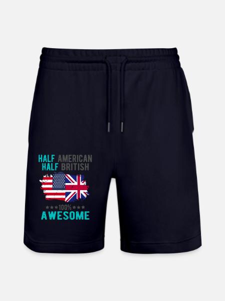 Half American Half British - Stanley/Stella Trainer Unisex Organic Jogging Shorts - dark navy