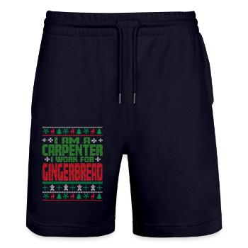 Carpenter Christmas Saying - Stanley/Stella Trainer Unisex Organic Jogging Shorts - dark navy - Front - Nik (191cm) & Marisol (170cm)