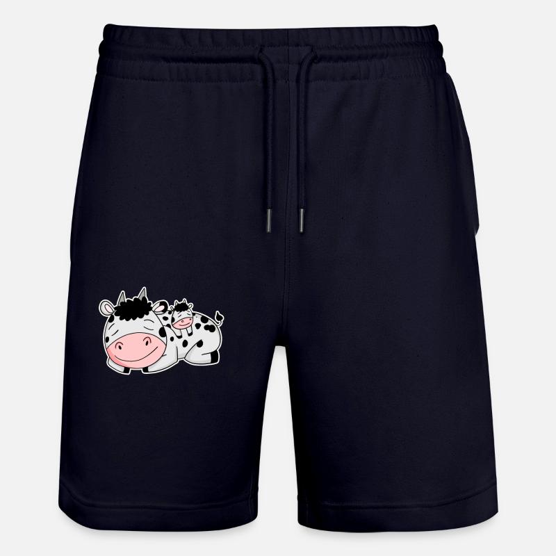 Vache avec bébé vache - Short de jogging bio TRAINER Stanley/Stella unisexe - marine foncé