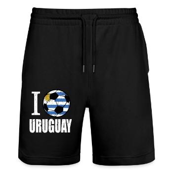 Uruguay Football - Short de jogging bio TRAINER Stanley/Stella unisexe - noir - Devant - Nik (191cm) & Marisol (170cm)