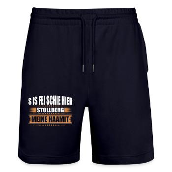 Erzgebirge Heimat Stollberg - Stanley/Stella Unisex Bio Joggingshorts Trainer  - Dark navy - Vorne - Nik (191cm) & Marisol (170cm)