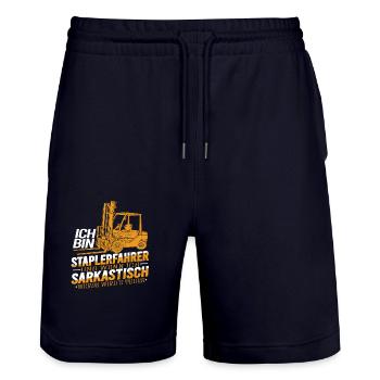 Staplerfahrer Wenn ich sarkastisch werde wirds - Stanley/Stella Unisex Bio Joggingshorts Trainer  - Dark navy - Vorne - Nik (191cm) & Marisol (170cm)